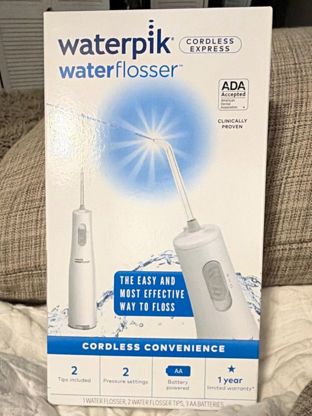 Waterpik Cordless Express Water Flosser WF-02W011 White, Cordless 2-Setting